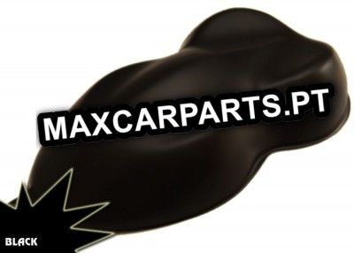 Amostra de tinta automóvel preta brilhante com texto MAXCARPARTS.PT