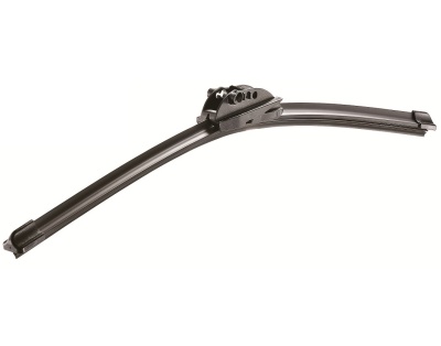 Limpador de para-brisas curvo preto em fundo branco