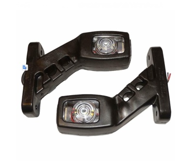 Par de lâmpadas LED pretas para veículos com lente quadrada