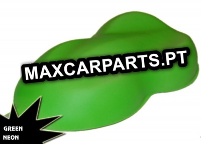 Modelo 3D de carro verde néon com texto MAXCARPARTS.PT