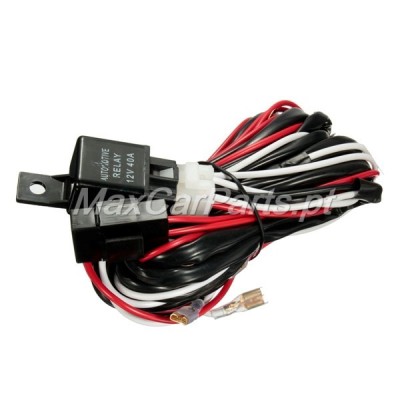 Relé automático 12V 40A com cabos coloridos e conectores metálicos