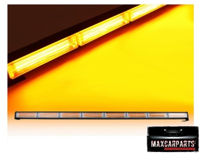 Barra de luz LED amarelo para automóveis com seis segmentos luminosos e fundo amarelo.