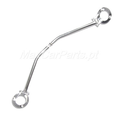 Barra estabilizadora metálica prateada para automóvel com extremidades circulares