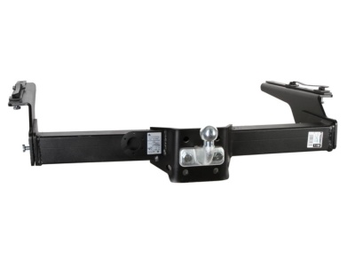 Reboque metálico preto com bola cromada central