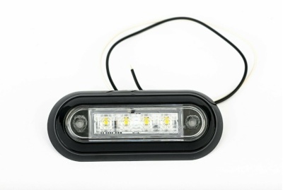 Luz LED oval preta com quatro LEDs e fio preto