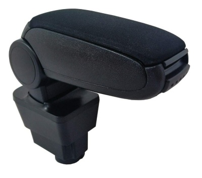 Apoio de braço para automóvel preto com superfície em tecido acolchoado