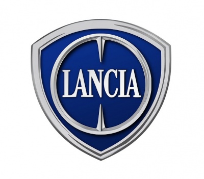 Emblema automóvel LANCIA azul e prata