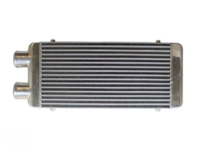 Intercooler metálico retangular com duas conexões laterais
