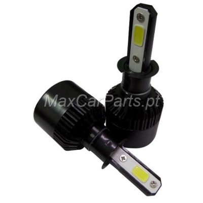 Lâmpadas LED para automóvel pretas com detalhes amarelos e estrutura metálica