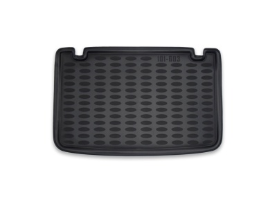 Tapete de borracha preto com padrão de elipses e texto 101-603