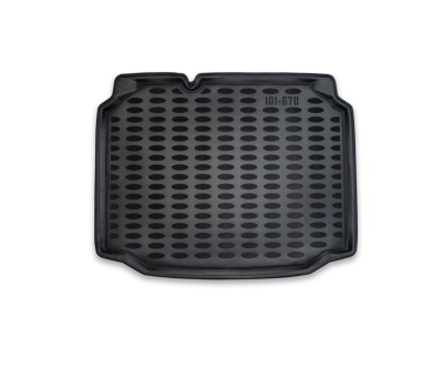 Tapete de porta-malas preto com textura oval e texto 101-670