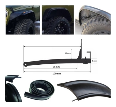 Fotos e diagrama de guarda-lamas e acessórios para veículos todo-o-terreno em plástico e borracha preta