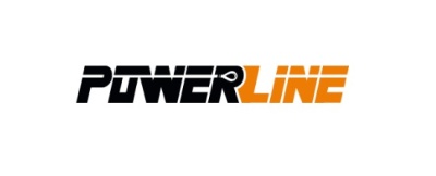 Logotipo POWERLINE em preto e laranja sobre fundo branco