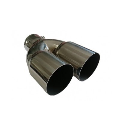 Ponteiras de escape duplas em aço inoxidável prateadas