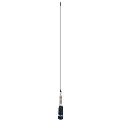 Antena telescópica metálica com base preta emborrachada e faixa azul