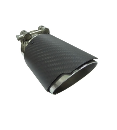 Extensão de ponteira de escape cilíndrica preta com detalhes em metal