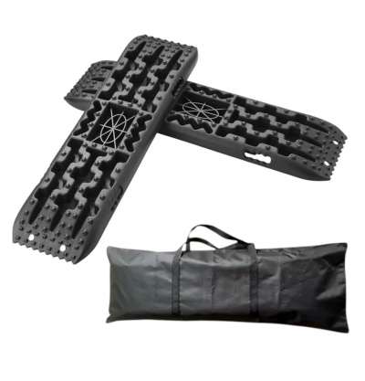 Tapetes de recuperação off-road pretos com bolsa de transporte preta