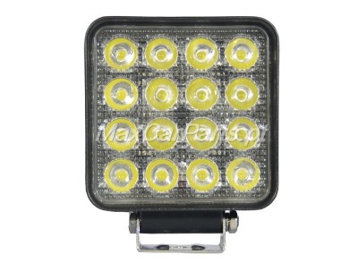 Luz LED quadrada preta com 16 LEDs amarelos e suporte metálico