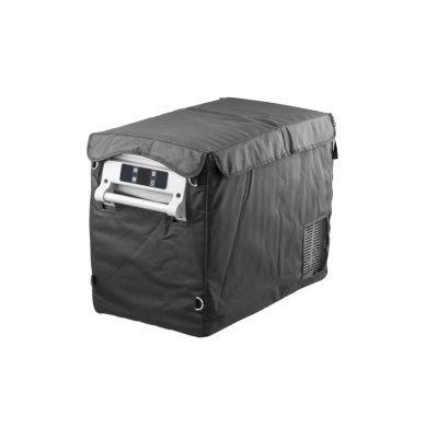 Eletrodoméstico portátil preto com painel digital e alça frontal branca