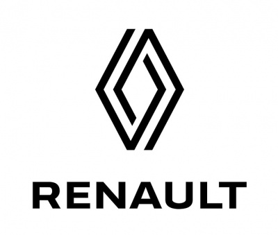 Logótipo preto da Renault em fundo branco com símbolo geométrico e texto