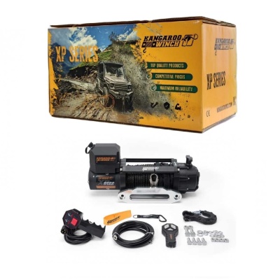 Packaging XP SERIES e guincho elétrico preto com acessórios