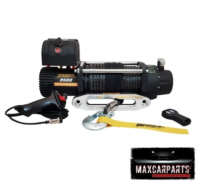 Guincho elétrico com cabo de aço, gancho e controlador, logotipo MAXCARPARTS
