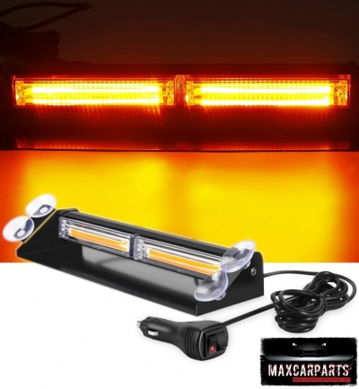 Luz de aviso automóvel LED retangular com duas barras amarelas e suporte preto