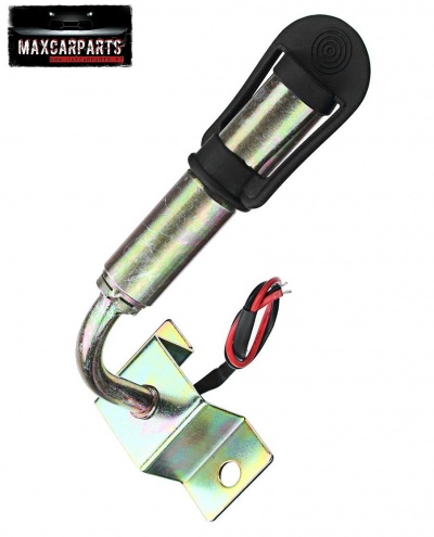 Dispositivo metálico prateado com cabo elétrico e base metálica para montagem