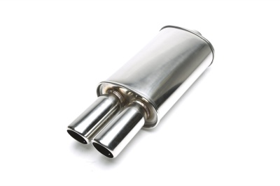 Silenciador de escape de aço inoxidável com duas pontas cilíndricas
