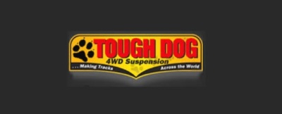 Logótipo amarelo e vermelho TOUGH DOG 4WD Suspension com pata preta