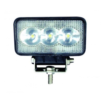 Luz retangular com três LEDs e suporte metálico