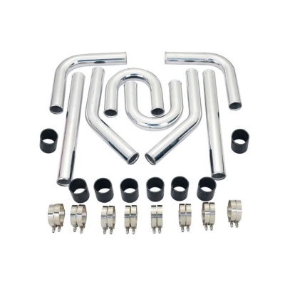 Conjunto de tubos cromados com acessórios e abraçadeiras