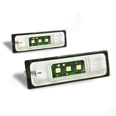 Módulos de luz LED retangulares para automóveis, preto e transparente, três pequenos LEDs cada