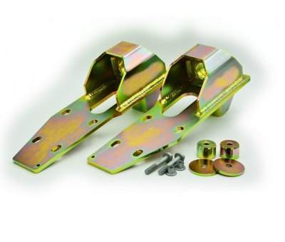 Par de dobradiças metálicas douradas com parafusos e espaçadores