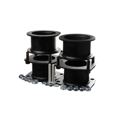 Espaçadores de suspensão automóvel pretos com parafusos e porcas