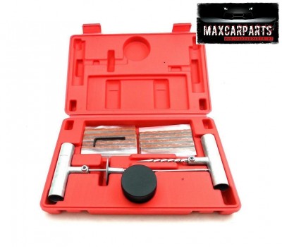 Conjunto de ferramentas para reparação de pneus com estojo vermelho e logótipo MAXCARPARTS