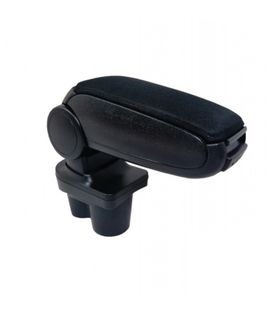 Apoio de braço para carro preto com superfície almofadada em tecido