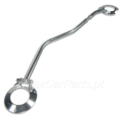 Barra estabilizadora metálica cromada com suportes circulares