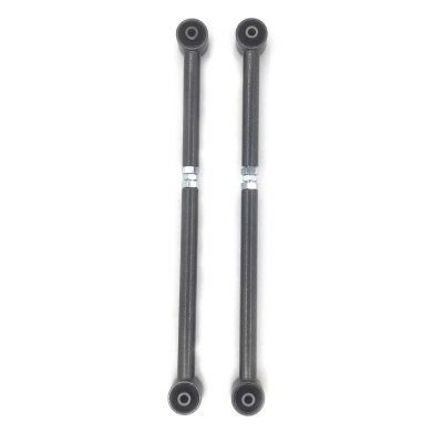 Par de tirantes metálicos pretos com articulações nas extremidades.