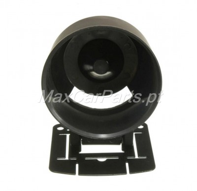 Suporte plástico cilíndrico preto com base quadrada e fundo branco