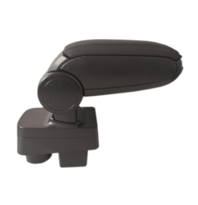 Apoio de braço preto para automóvel com base quadrada e componente circular para ajuste