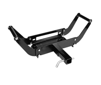 Suporte metálico preto com pinos de segurança em metal prateado