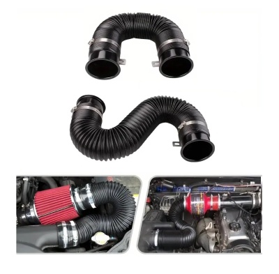 Tubos flexíveis pretos para motor com clamps metálicos