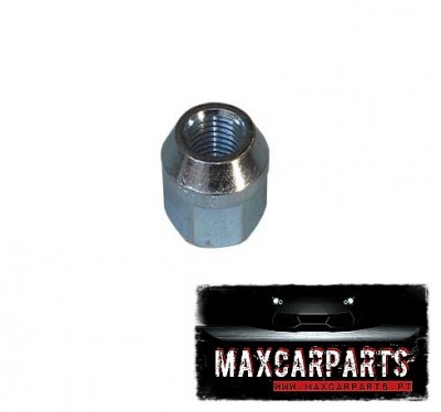 Porca de roda metálica prateada com interior roscado