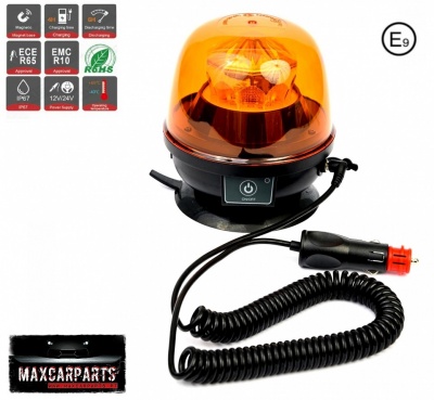 Luz intermitente de emergência automóvel laranja com cabo espiral e conector para isqueiro