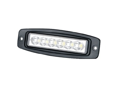 Luz LED rectangular preta com seis LEDs