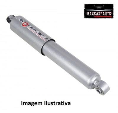 Amortecedor metálico cinzento com etiqueta GAS DEFENDER e logótipo MAXCARPARTS