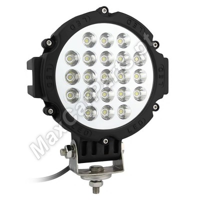 Luz redonda LED para veículo preta com 24 LEDs e suporte metálico ajustável