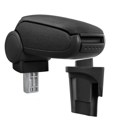 Apoio de braço para automóvel preto com base metálica e suporte de fixação