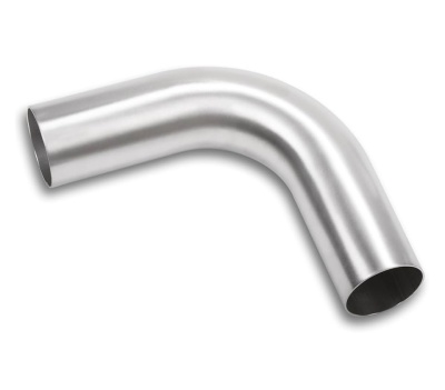 Tubo metálico prateado curvo com acabamento liso e brilhante